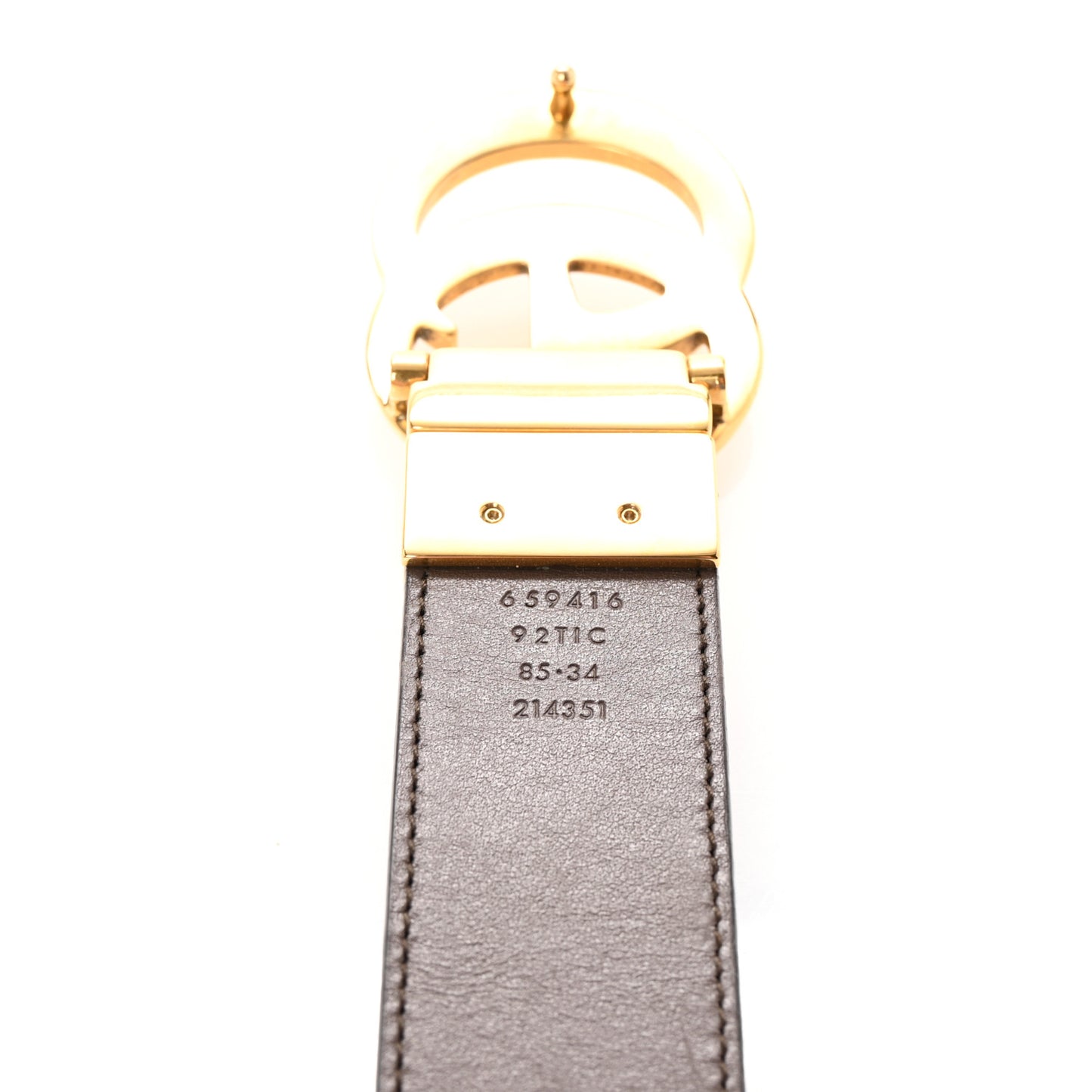 GG Supreme Monogram Plutone Calfskin Double G Reversible 30mm Belt 85 34 Beige Ebony New Acero