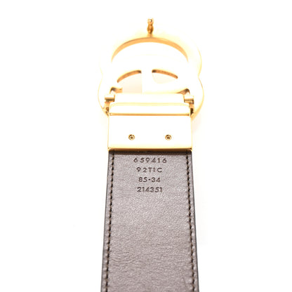 Gucci GG Supreme Monogram Plutone Calfskin Double G Reversible 30mm Belt 85 34 Beige Ebony New Acero 5 of 7