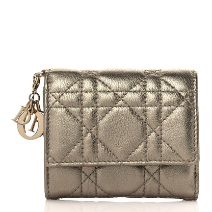 Christian Dior Metallic Lambskin Cannage Lady Dior Lotus Wallet Gold 1 of 6