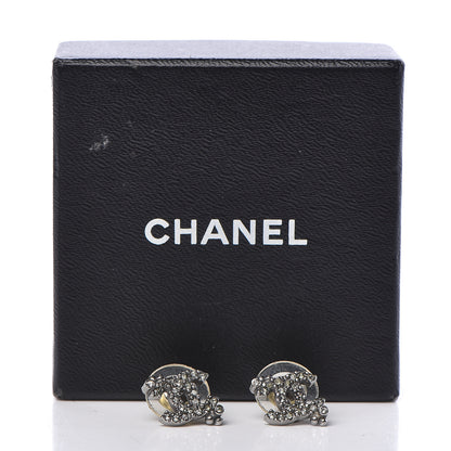 Chanel Crystal Textured CC Earrings Silver 5 of 5