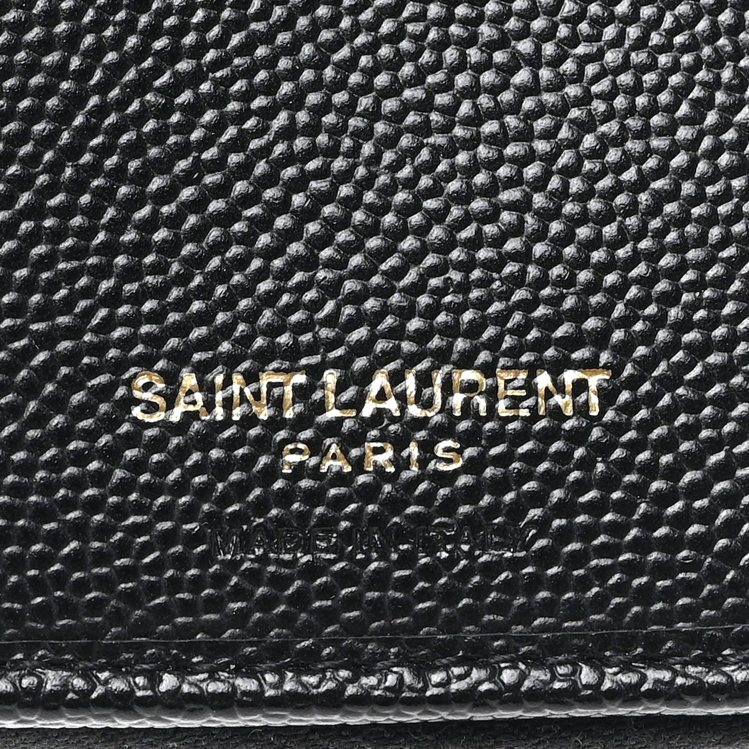 Saint Laurent Grain De Poudre Matelasse Chevron Monogram Compact Zip Around Wallet Black 6 of 6