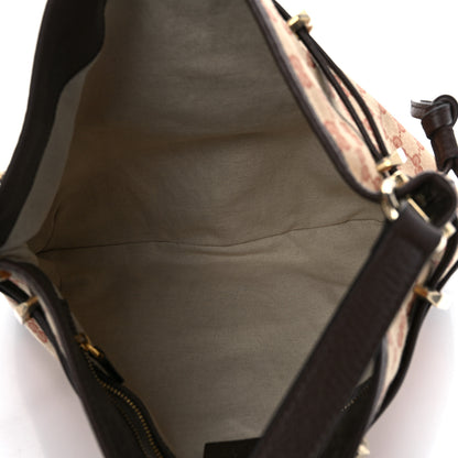 Gucci Monogram Textured Dollar Calfskin Horsebit 1955 Cinch Top Messenger Bag Beige Ebony Cocoa 5 of 10
