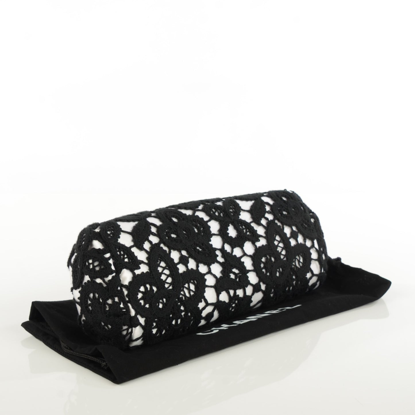 Satin Lace Perfume Bottle Top Clutch Black White