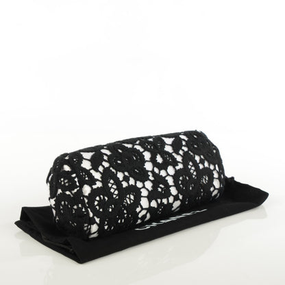 Chanel Satin Lace Perfume Bottle Top Clutch Black White 4 of 7