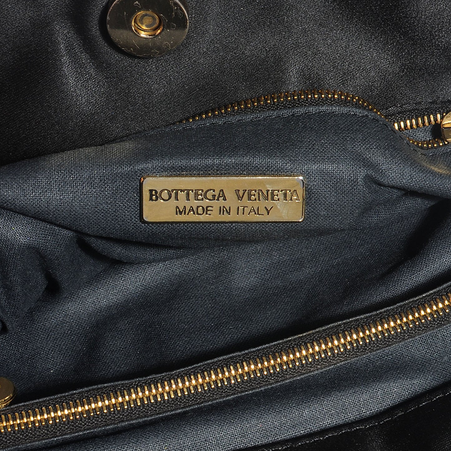 Vintage Woven Satin Shoulder Bag Black