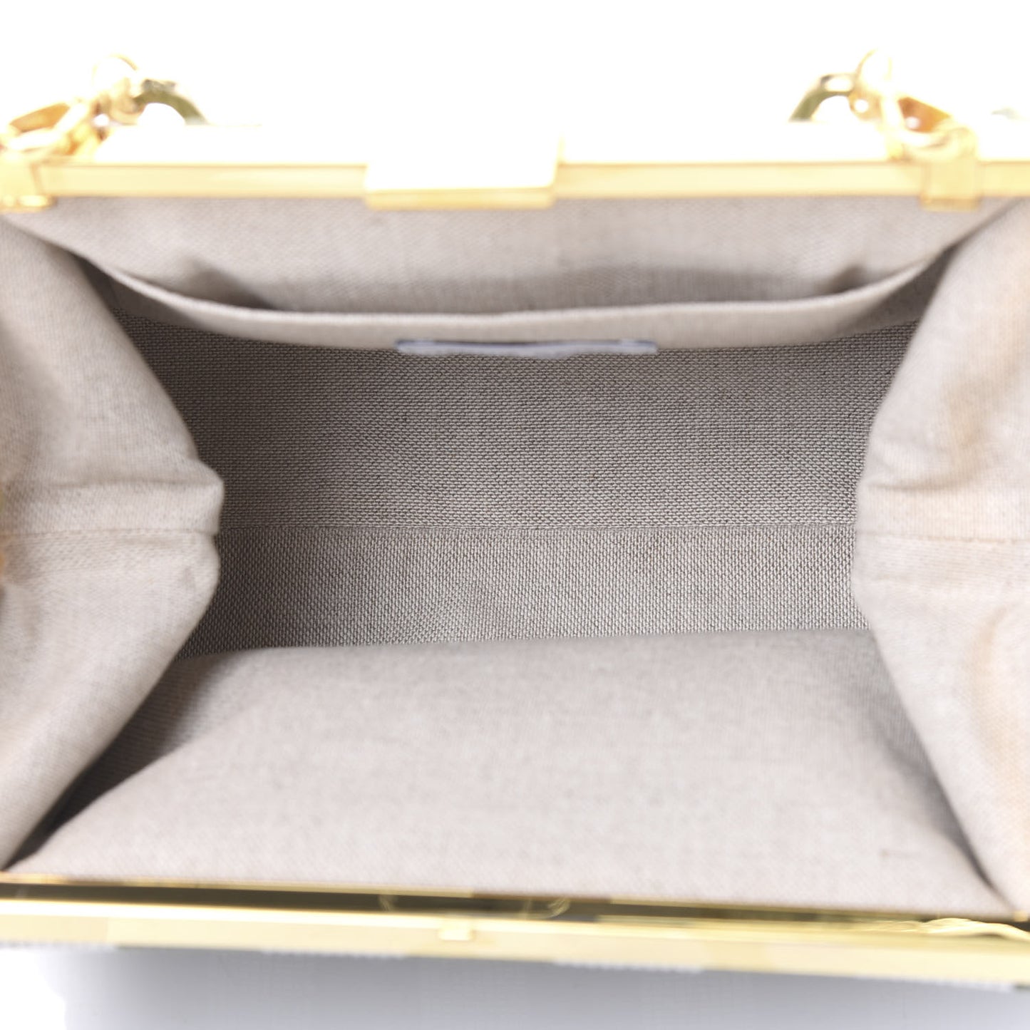 Canvas Stripe Volume Chain Clutch Green White