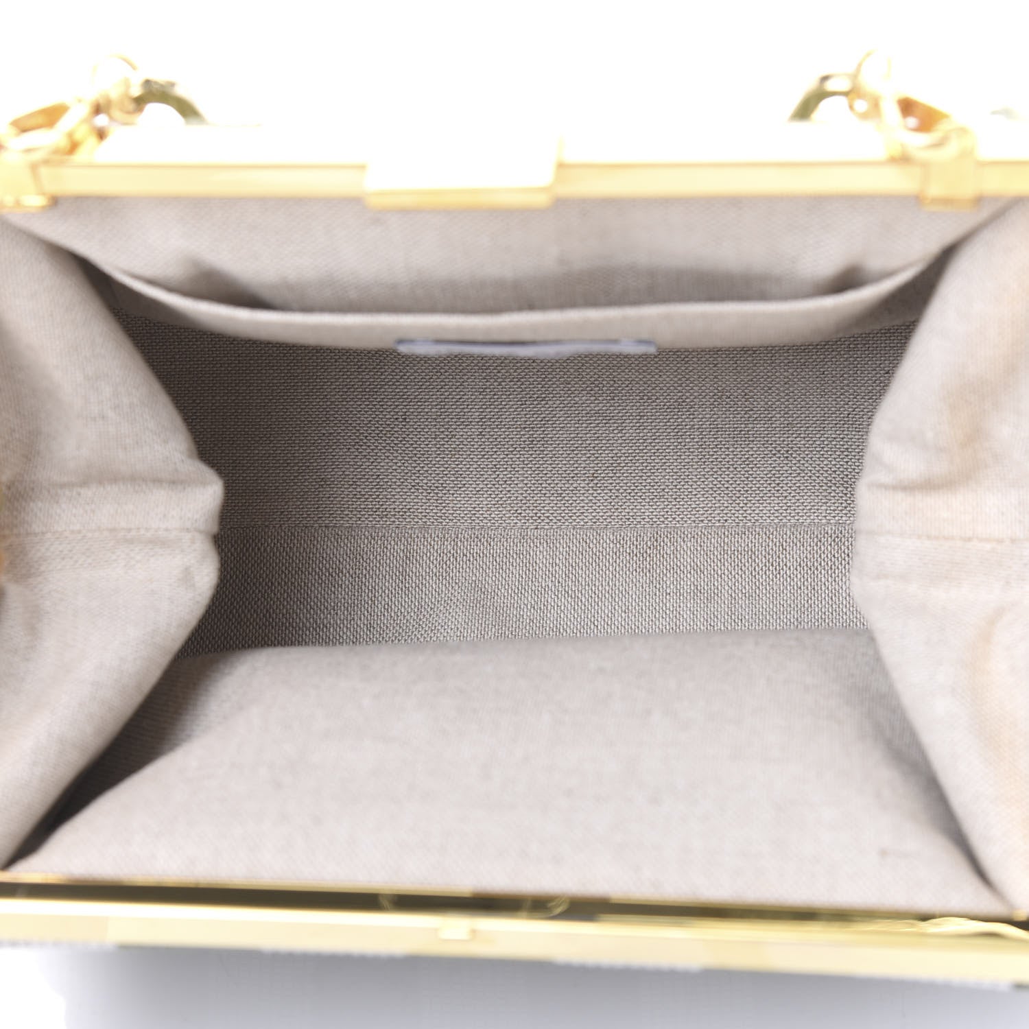 Mansur Gavriel Canvas Stripe Volume Chain Clutch Green White 4 of 8