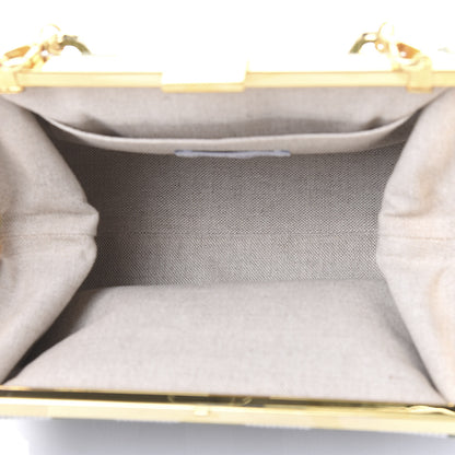 Mansur Gavriel Canvas Stripe Volume Chain Clutch Green White 4 of 8