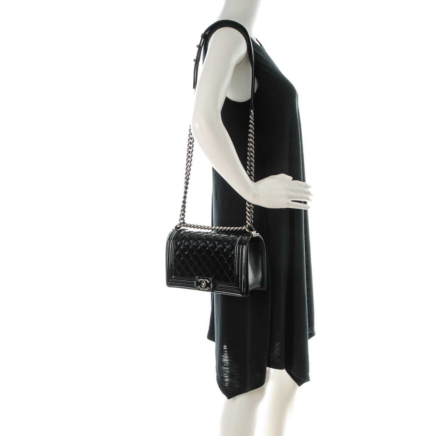 Chanel Patent Calfskin Quilted Medium Boy Flap Black 2 of 8
