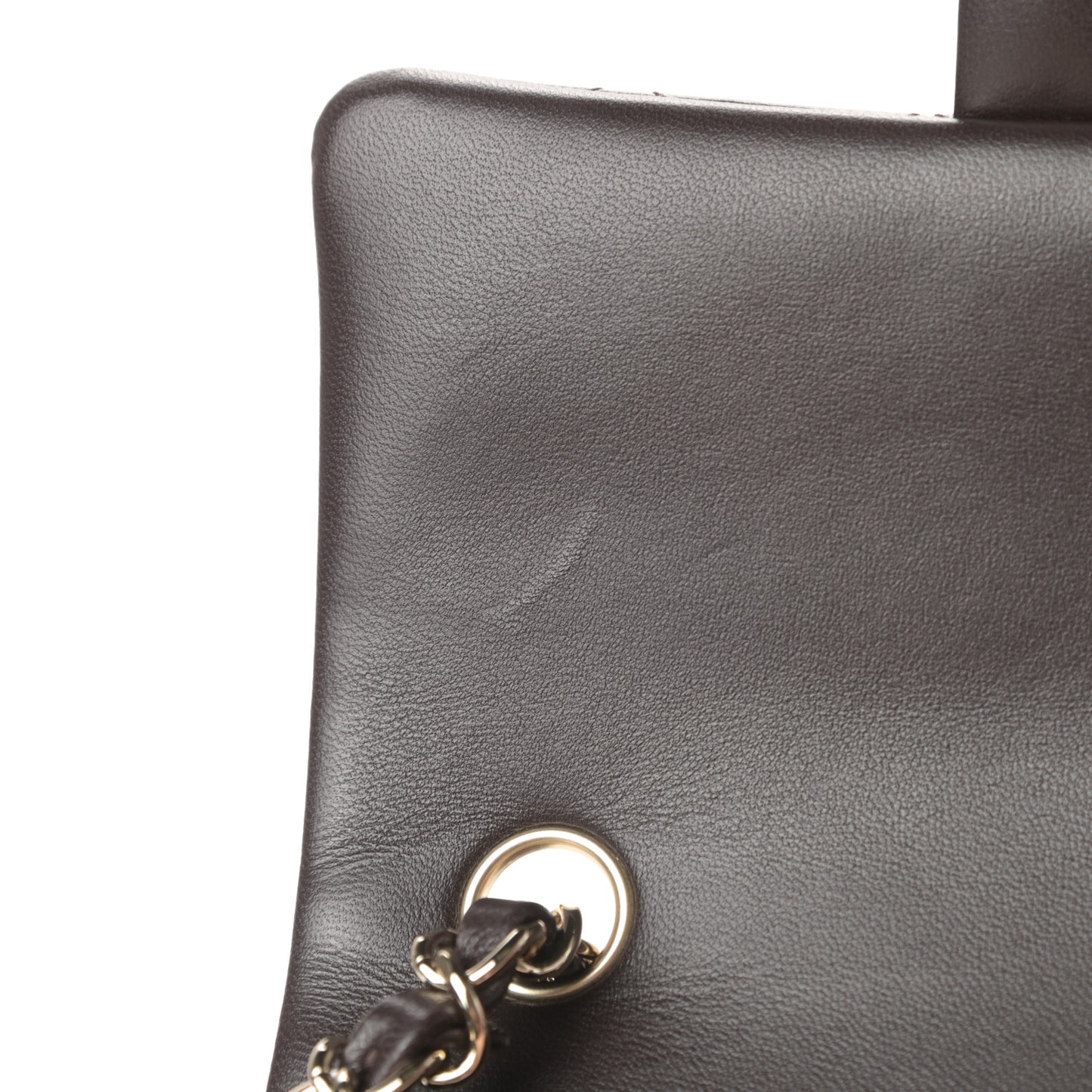 Lambskin Quilted Mini Rectangular Flap Dark Brown