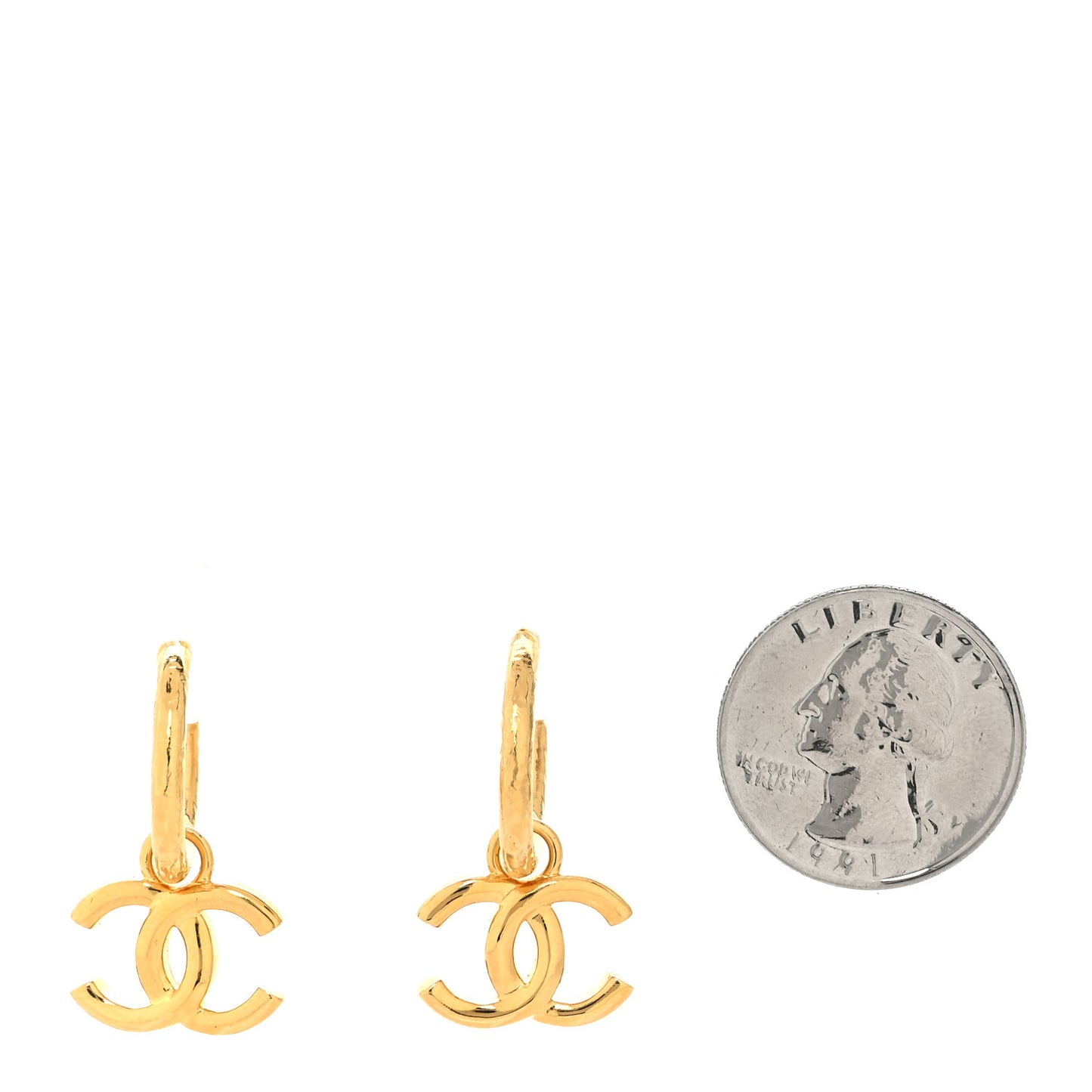 CC Hoop Drop Earrings Gold