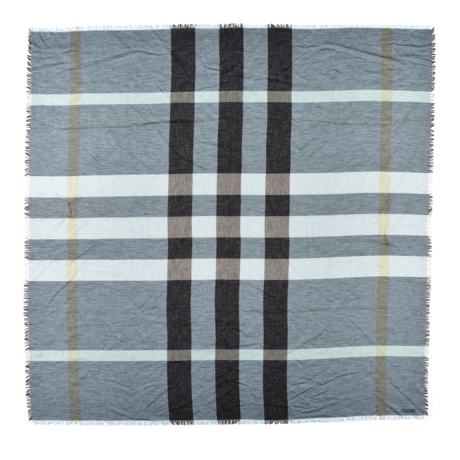 Burberry Linen Giant Exploded Check Lightweight Scarf Pale Blue 1 of 4