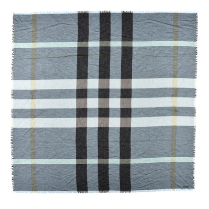Burberry Linen Giant Exploded Check Lightweight Scarf Pale Blue 1 of 4
