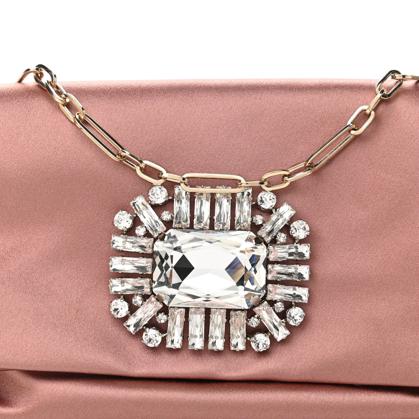 Satin Crystal Titania Clutch Blush