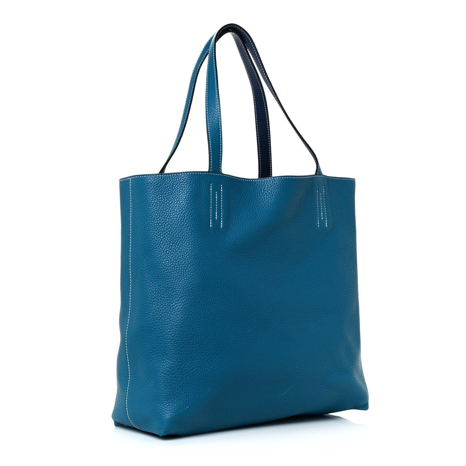 Hermes Taurillon Clemence Double Sens 36 Reversible Tote Bleu Sapphire Izmir 13 of 22