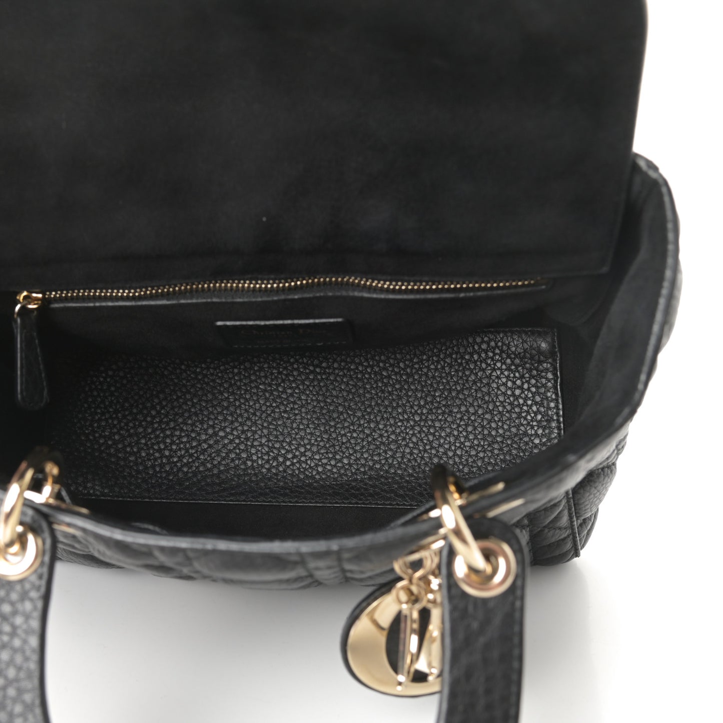 Grained Calfskin Cannage Medium Supple Lady Dior Black