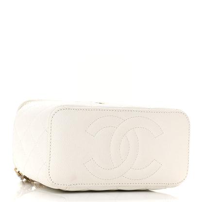 Chanel Caviar Quilted Small Vanity Case With Chain White 4 of 11