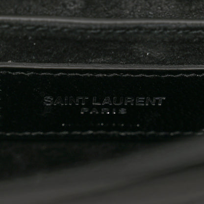 Saint Laurent Calfskin Crocodile Embossed Medium Monogram Sunset Black 7 of 12