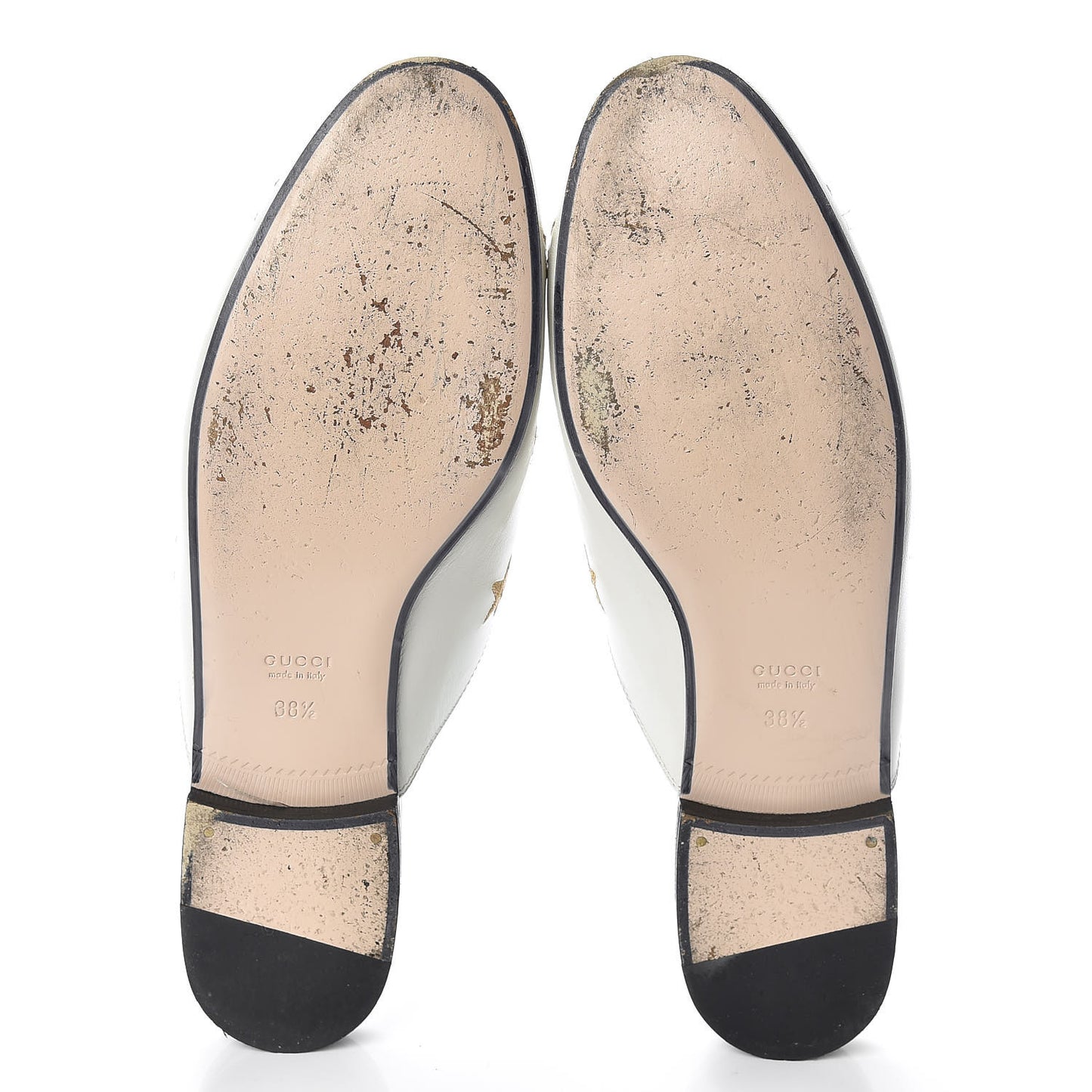 Goatskin Bee Star Embroidered Womens Princetown Slippers 38.5 Mystic White