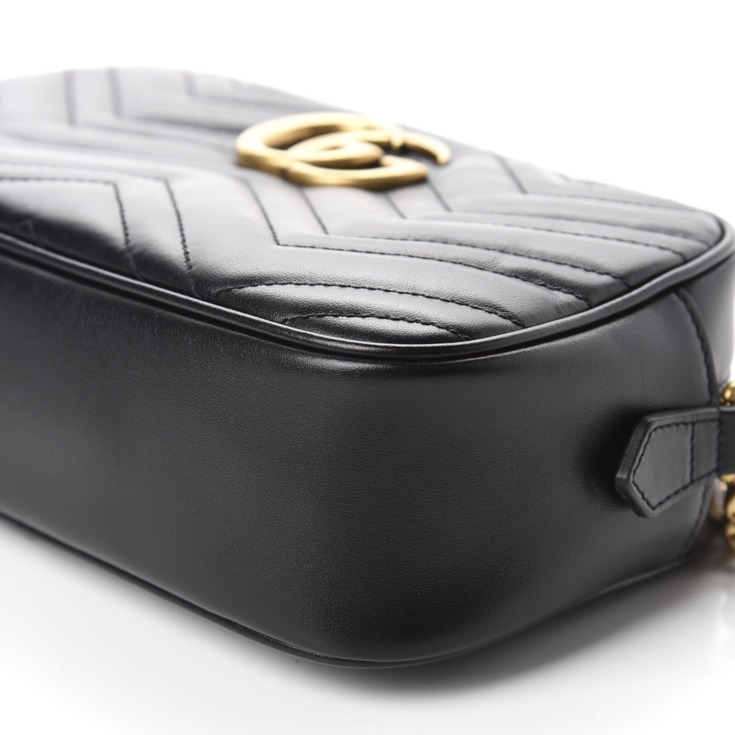 Calfskin Matelasse Small GG Marmont Chain Shoulder Bag Black