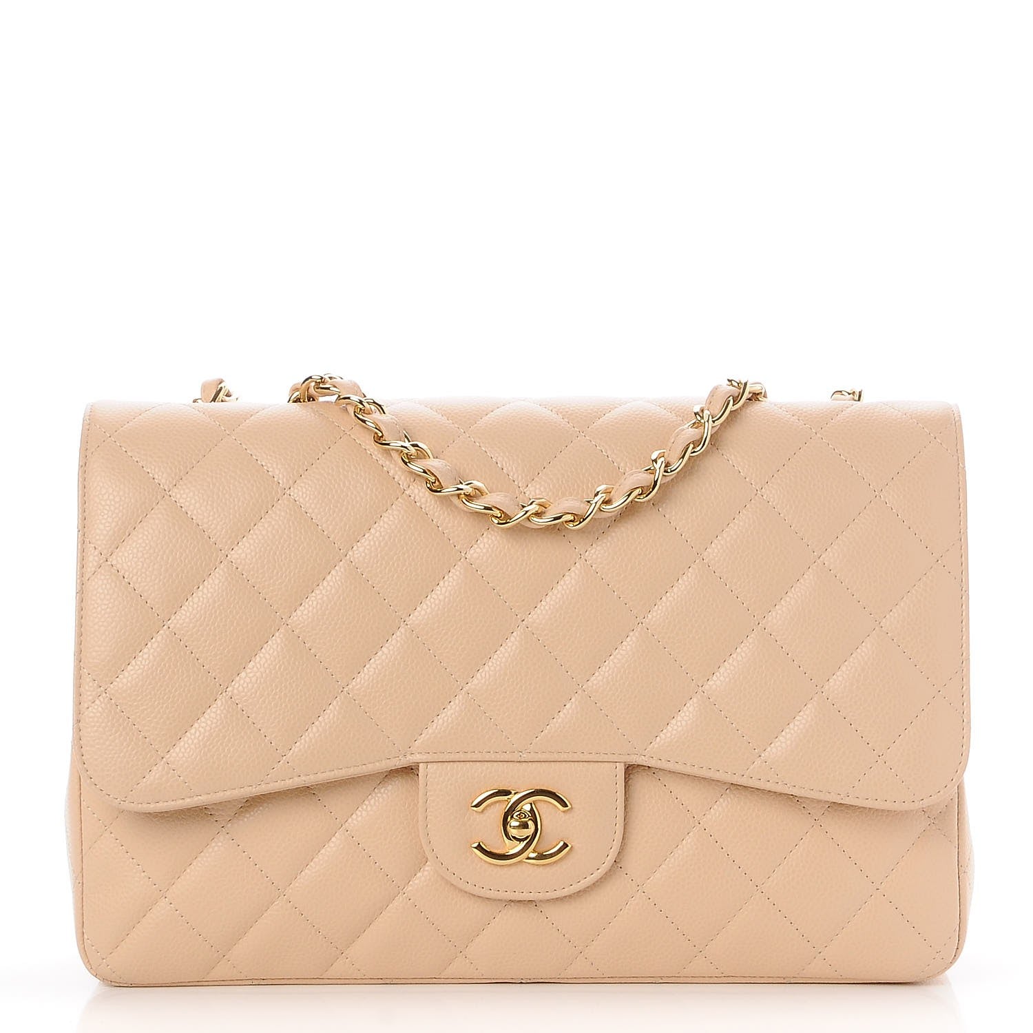 Chanel Caviar Quilted Jumbo Single Flap Beige Clair 1 of 8