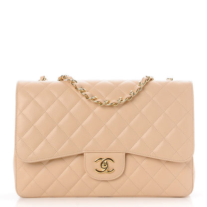 Chanel Caviar Quilted Jumbo Single Flap Beige Clair 1 of 8