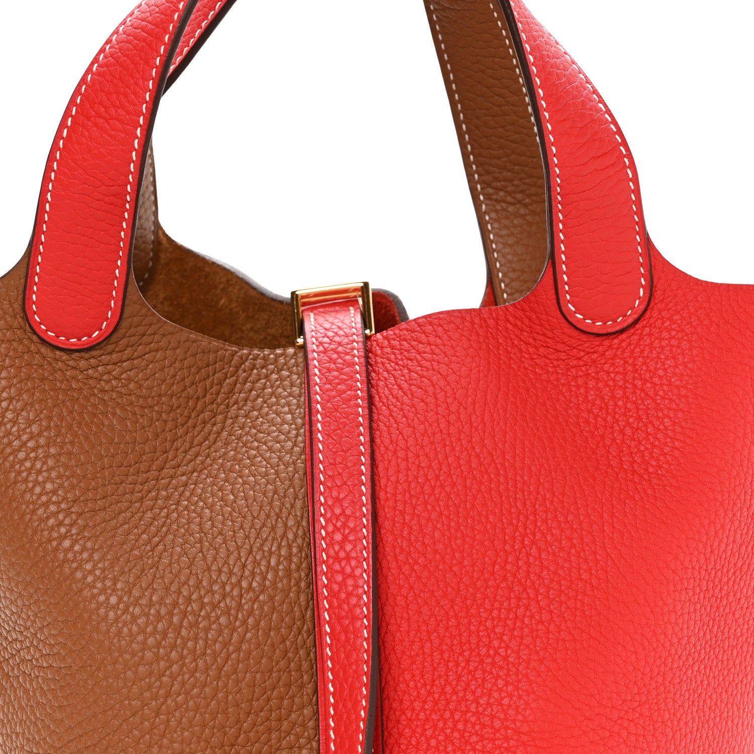 Hermes Taurillon Clemence Casaque Picotin Lock 18 PM Gold Rouge De Coeur 7 of 11