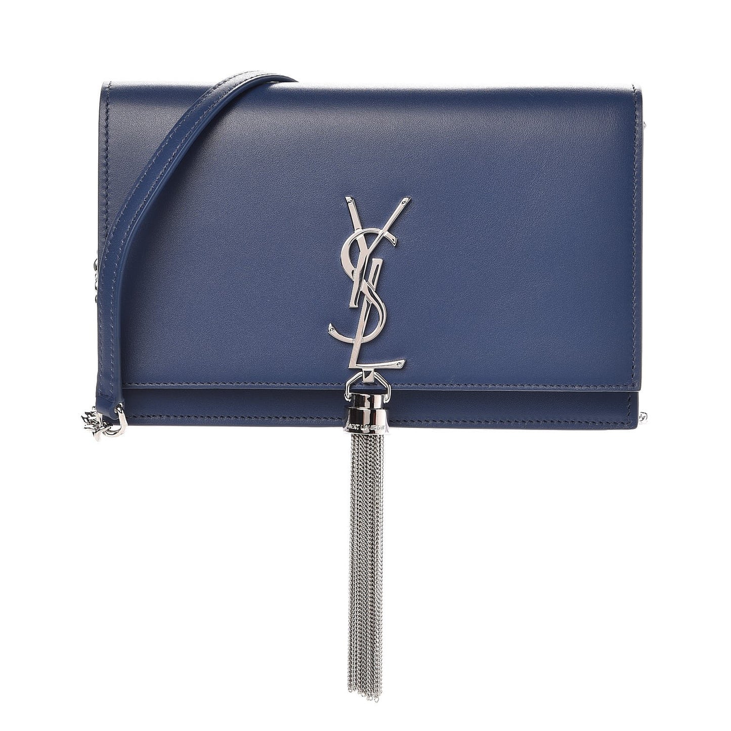 Smooth Calfskin Classic Monogram Kate Tassel Chain Wallet Denim