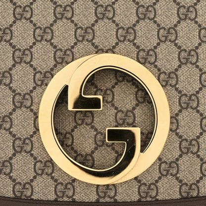 Gucci GG Supreme Monogram Textured Dollar Calfskin Web Medium Blondie Top Handle Shoulder Flap Bag Beige Ebony New Acero 11 of 12