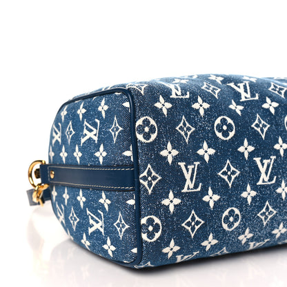 Louis Vuitton Monogram Jacquard Denim Speedy Bandouliere 25 Bleu 7 of 9