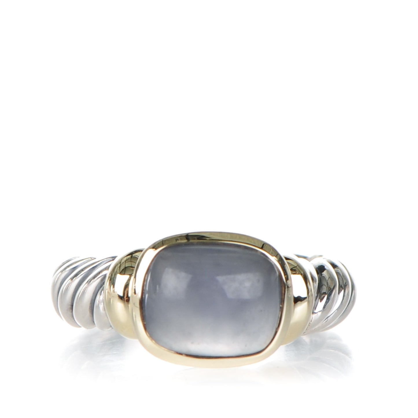Sterling Silver 14K Yellow Gold Chalcedony 10mm Noblesse Ring 54 7