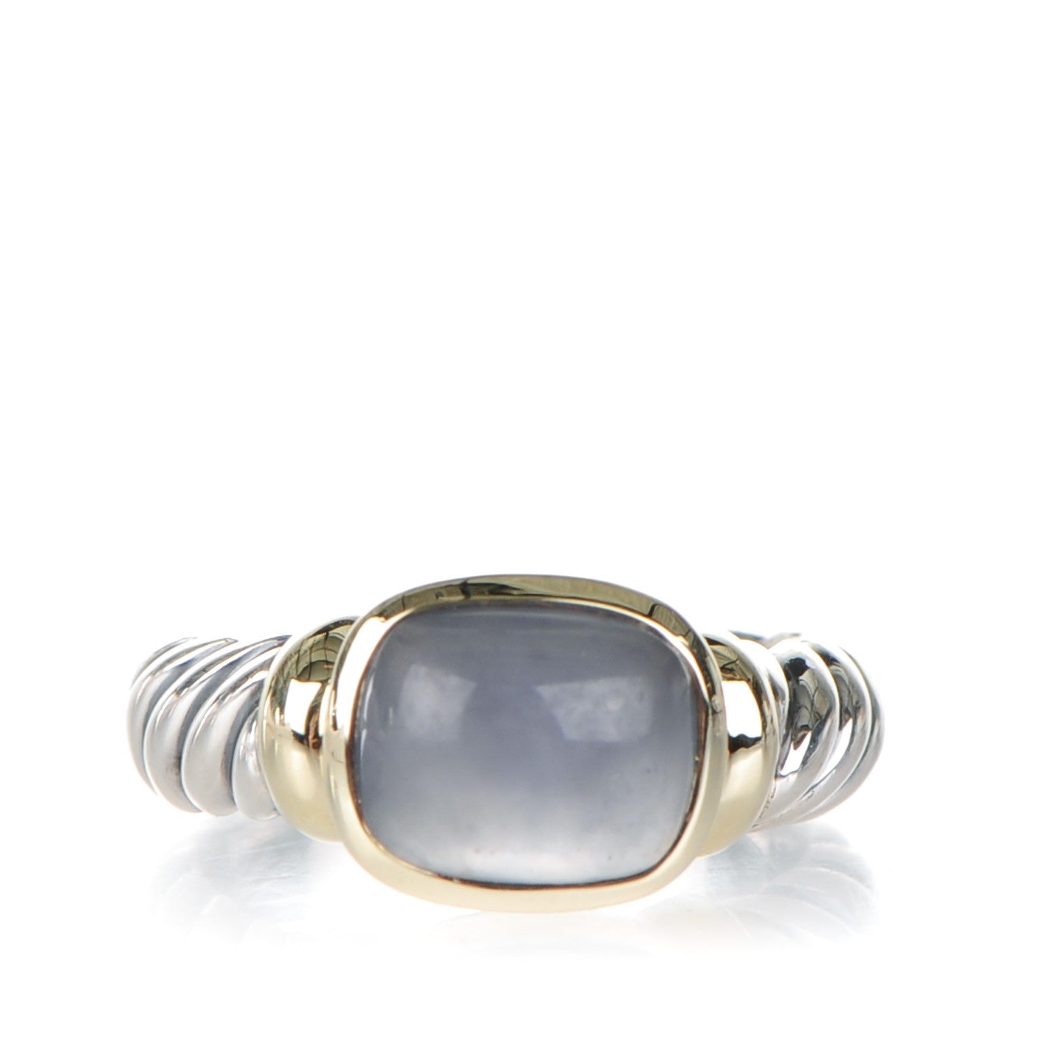 David Yurman Sterling Silver 14K Yellow Gold Chalcedony 10mm Noblesse Ring 54 7 1 of 6