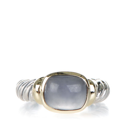 David Yurman Sterling Silver 14K Yellow Gold Chalcedony 10mm Noblesse Ring 54 7 1 of 6