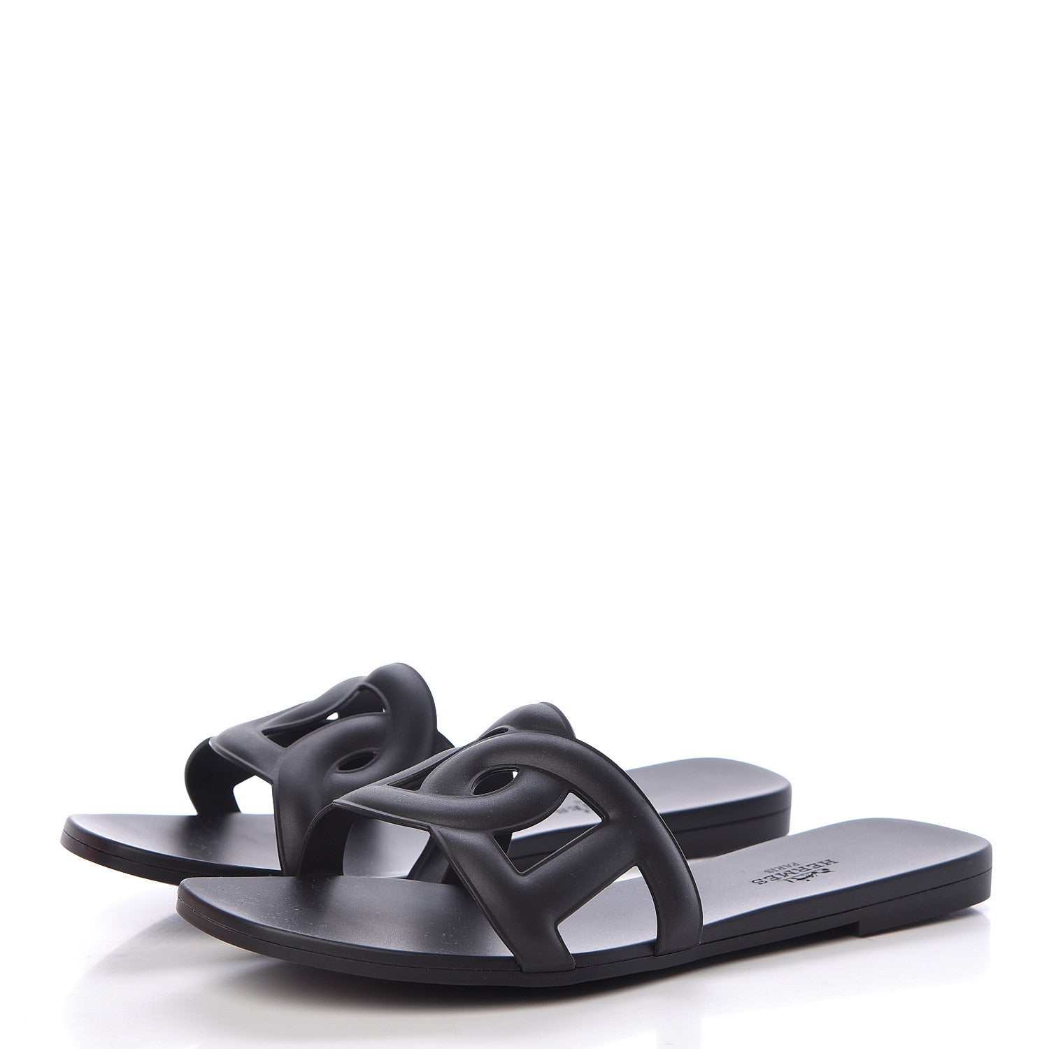 Hermes Rubber Aloha Sandals 37 Black 3 of 8