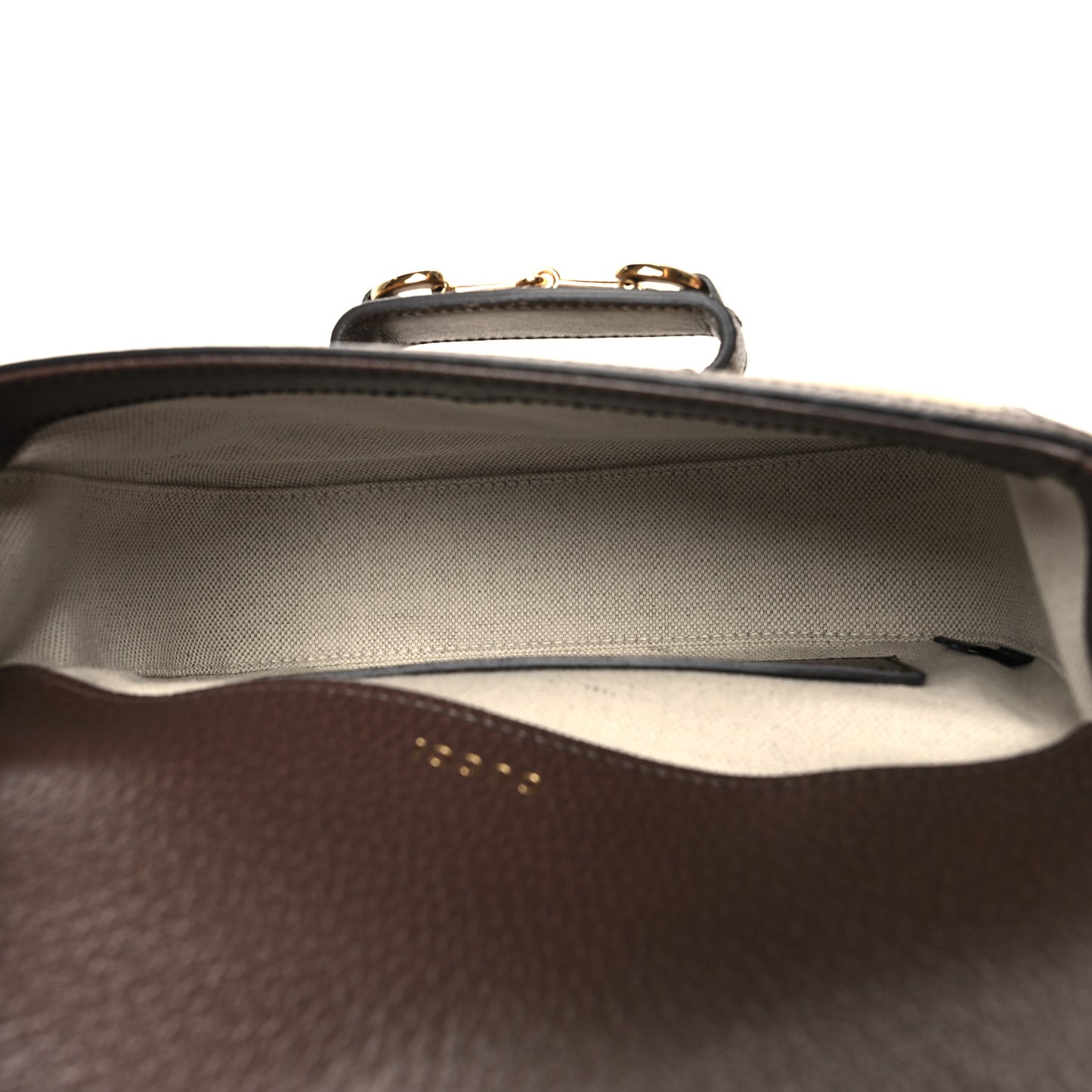 Monogram Jumbo GG Textured Dollar Calfskin Web Mini Horsebit 1955 Shoulder Bag Camel Ebony New Acero