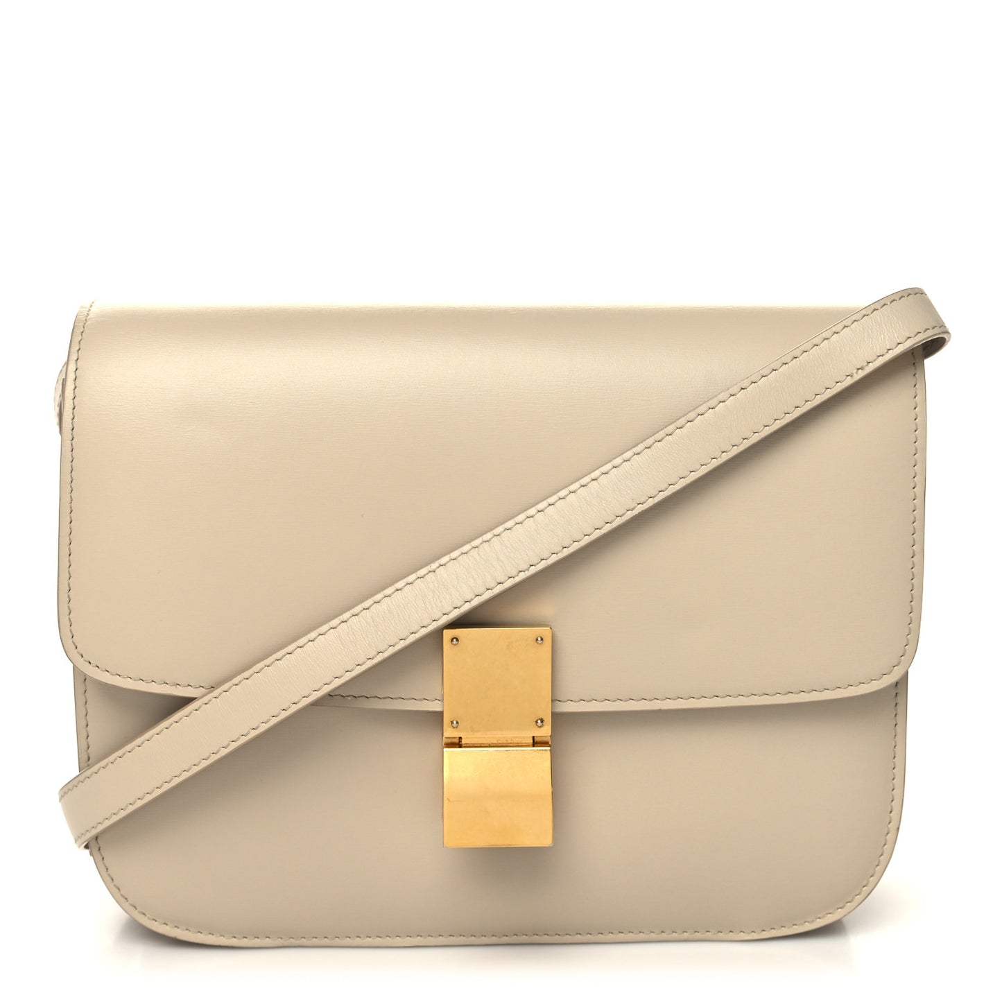 Box Calfskin Medium Classic Box Flap Bag Powder