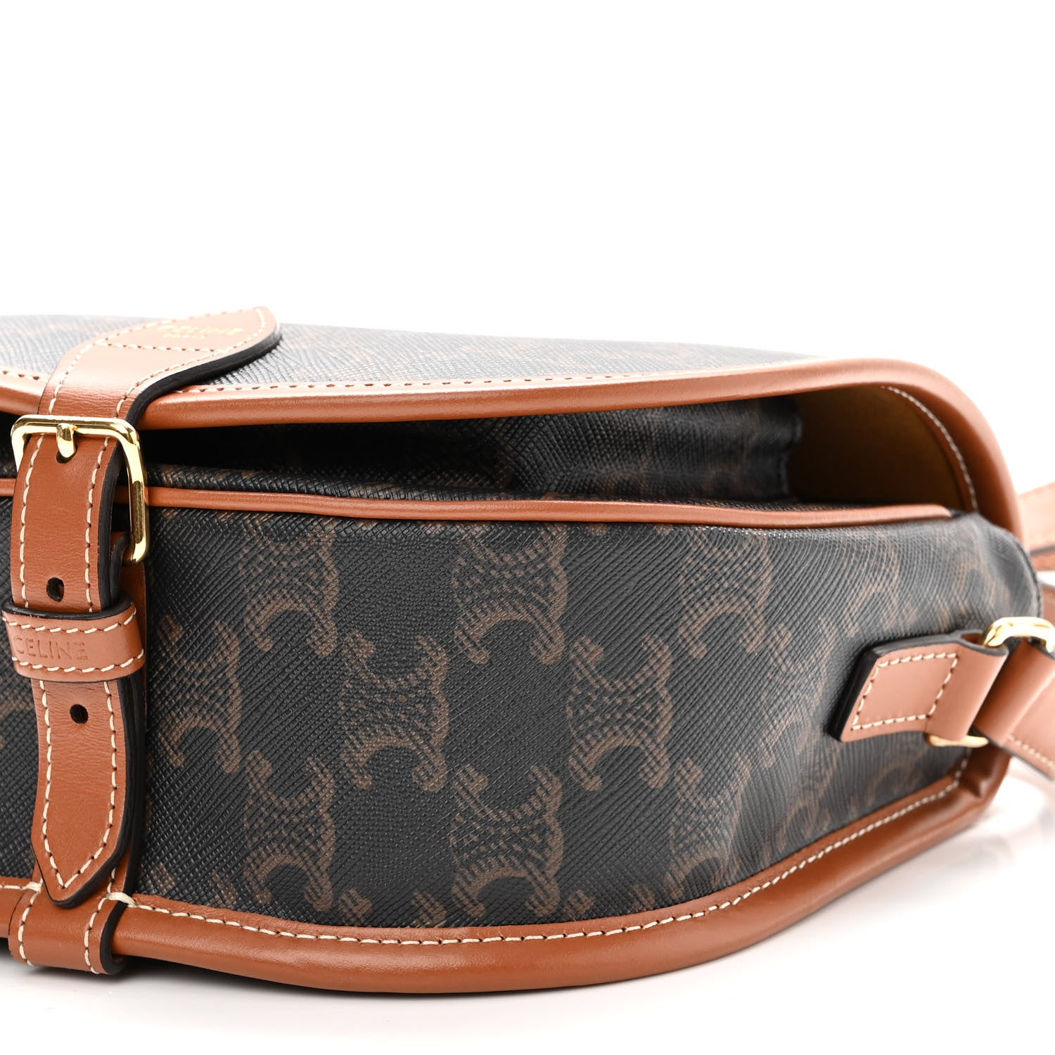 Celine Triomphe Canvas Medium Folco Bag Tan 9 of 10