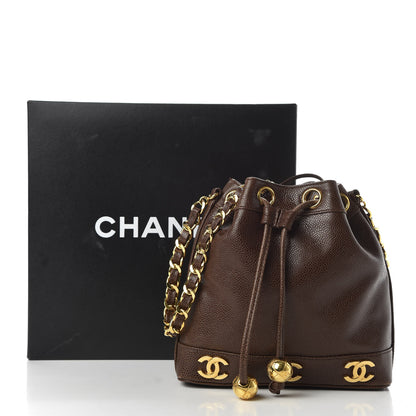 Chanel Caviar Drawstring Bucket Bag Brown 13 of 13