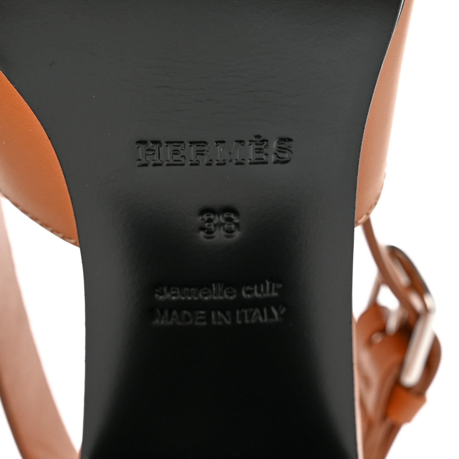 Hermes Calfskin Elbe 60 Sandals 38 Marron Glaise 6 of 9