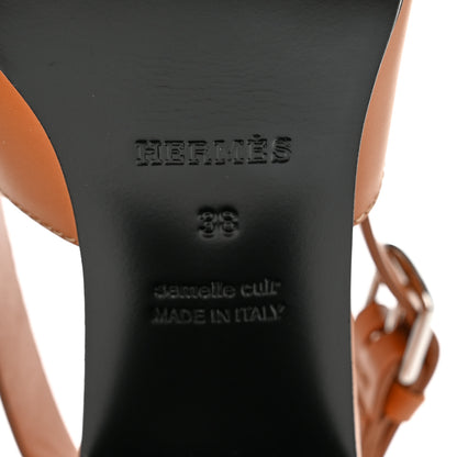 Hermes Calfskin Elbe 60 Sandals 38 Marron Glaise 6 of 9
