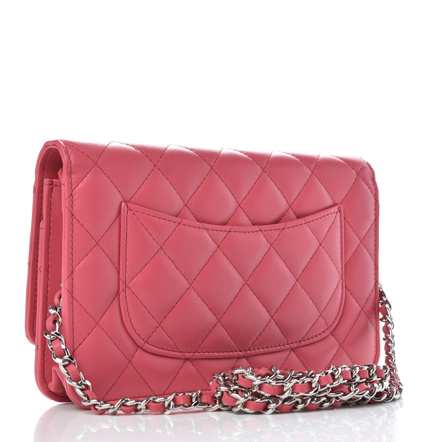 Chanel Lambskin Quilted Wallet On Chain WOC Pink 3 of 9