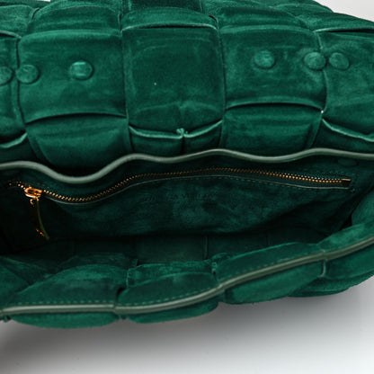 Bottega Veneta Suede Maxi Intrecciato Padded Chain Cassette Crossbody Bag Emerald Green 5 of 10