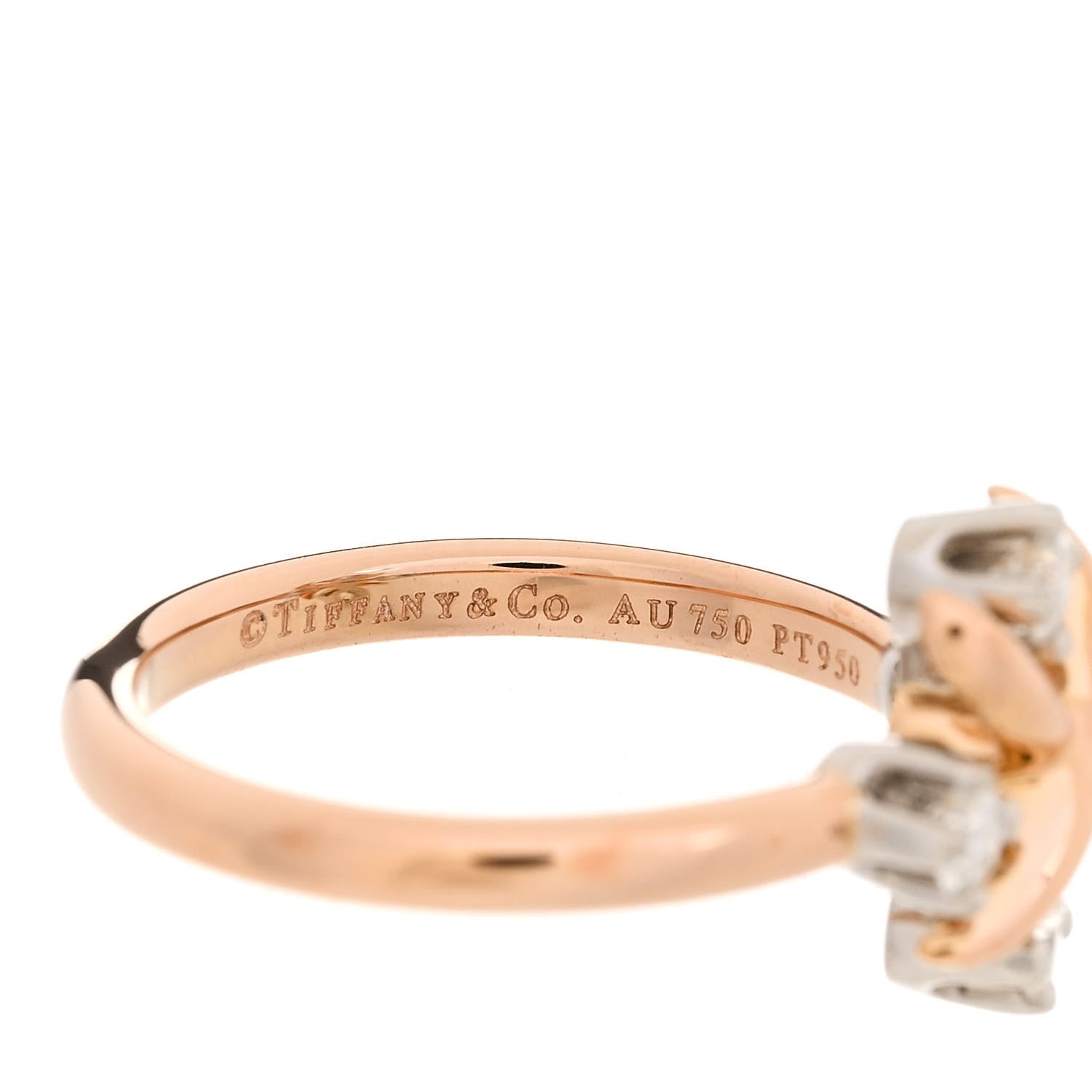Tiffany 18K Rose Gold Platinum Diamond Schlumberger Lynn Ring 47 4.25 7 of 7