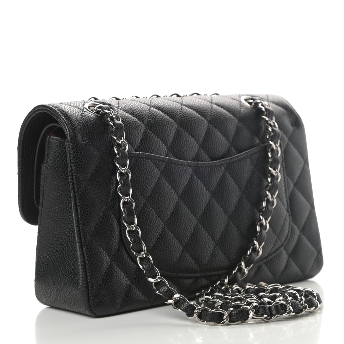 Caviar Quilted Small Double Flap Black