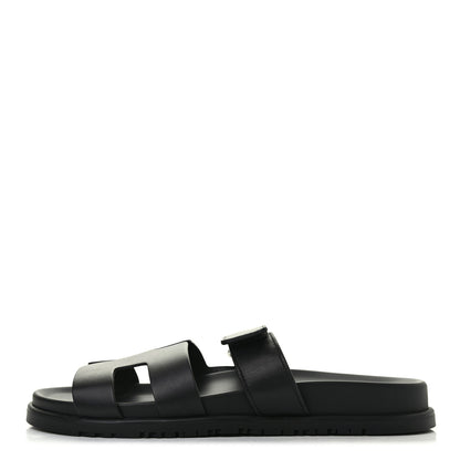 Hermes Calfskin Womens Chypre Sandals 41 Black 1 of 8