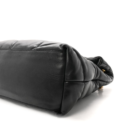 Saint Laurent Lambskin Quilted Medium Loulou Puffer Monogram Chain Satchel Black 9 of 9