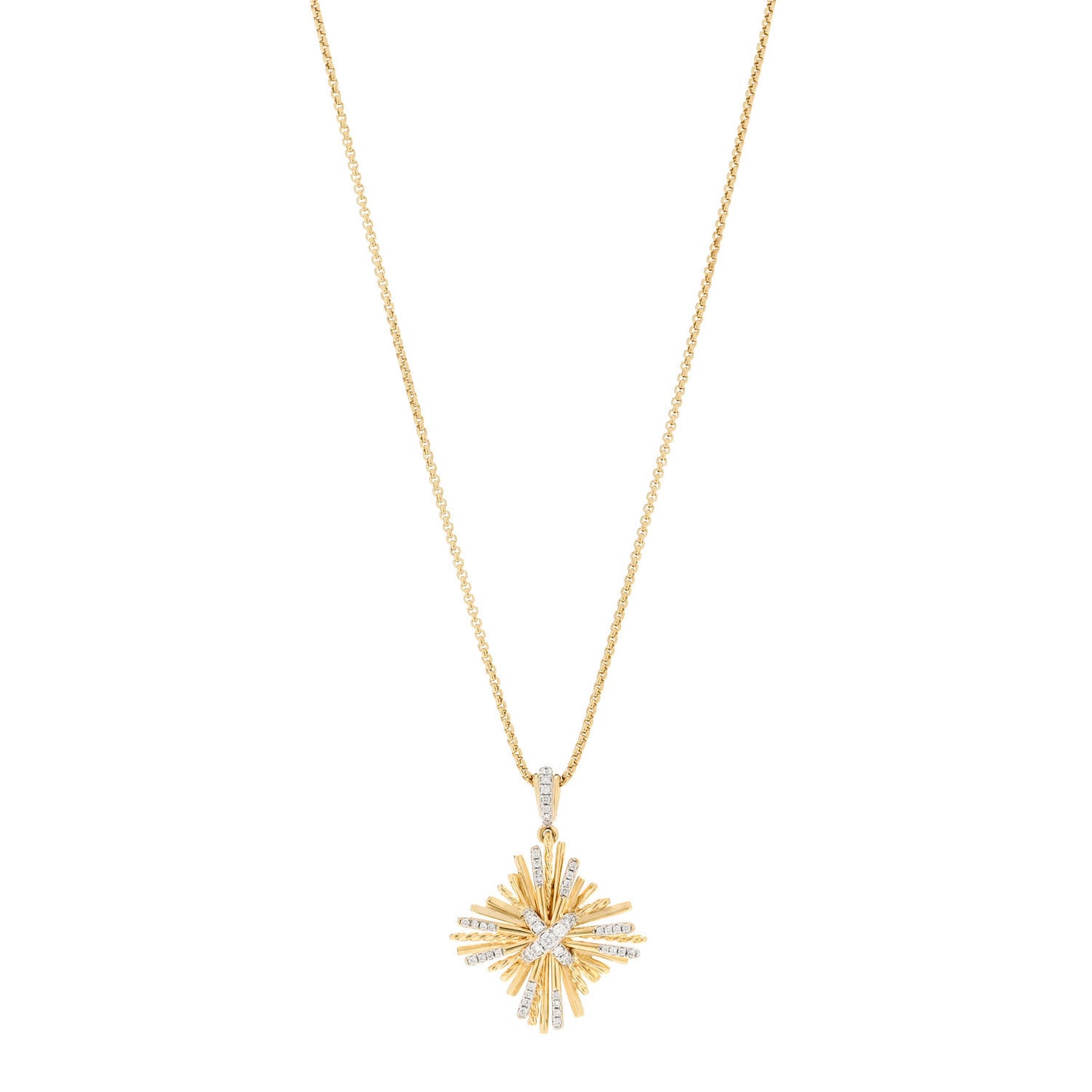 18K Yellow Gold Diamond Angelika Four Point Pendant Necklace