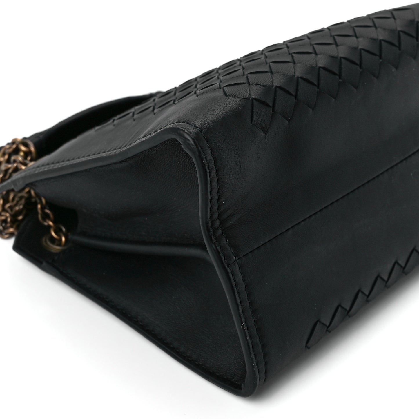 Nappa Intrecciato Chain Crossbody Black