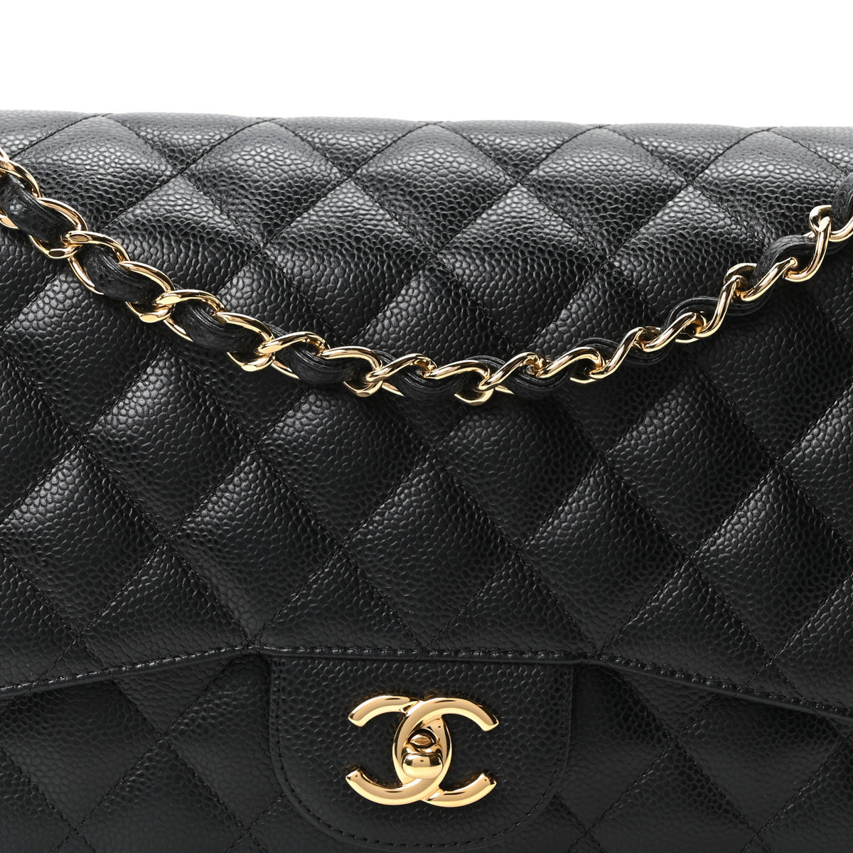 Caviar Quilted Jumbo Double Flap Black