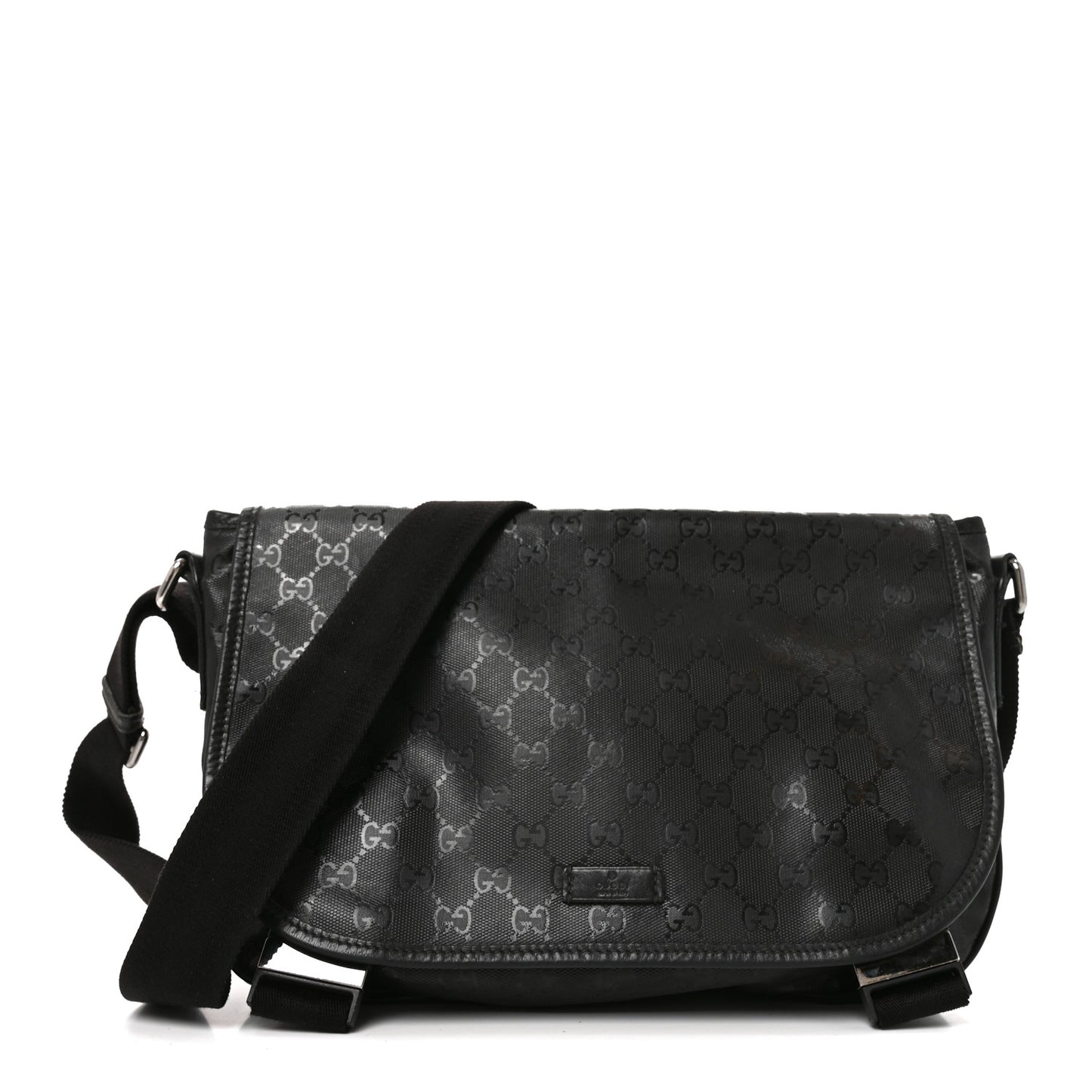 Imprime Monogram Medium Double Buckle Flap Messenger Bag Black